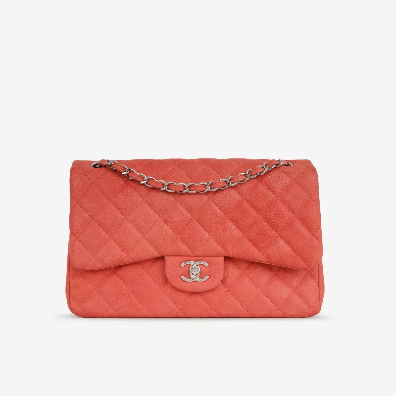 Ladies Handbag Subtle Leather -Chanel Chanel - Classic Flap Bag - Jumbo - Coral Caviar SHW - 2013/14 - Pre-loved