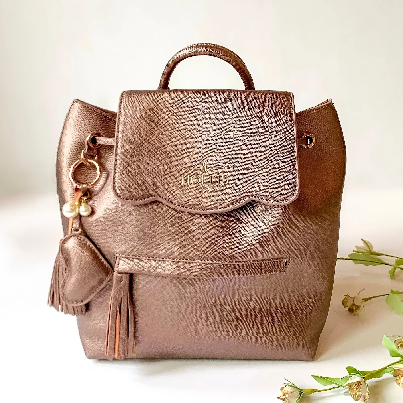 Hollis | Mini Backpack in Metallic Mocha