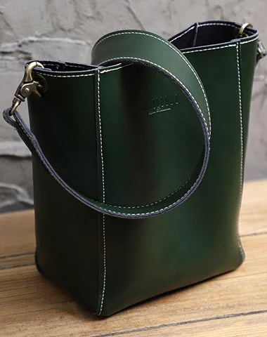 Ladies Bucket Bag Crossbody Option -Cute Green LEATHER WOMEN Bucket SHOULDER BAG Barrel Crossbody Purses FOR WOMEN