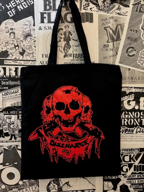 Ladies Tote Bag Compact Elegance -Discharge Red Skull Logo Tote Bag