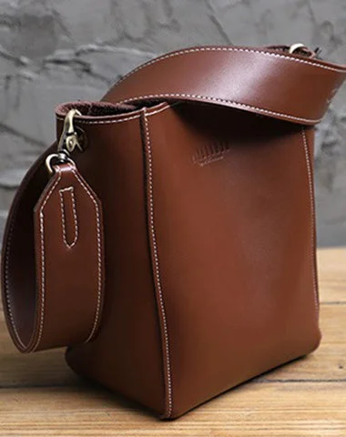 Ladies Bucket Bag Affordable Price -Cute Coffee LEATHER WOMEN Bucket SHOULDER BAG Barrel Crossbody Purses FOR WOMEN