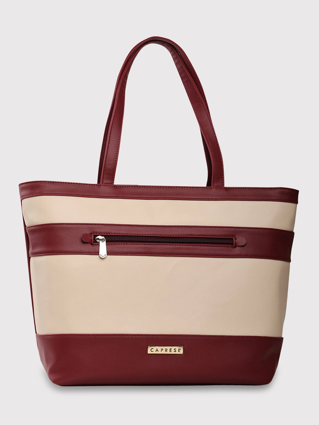 Ladies Tote Bag Soft Pastels -Caprese Marciano Tote Medium Striped Women'S Handbag Maroon