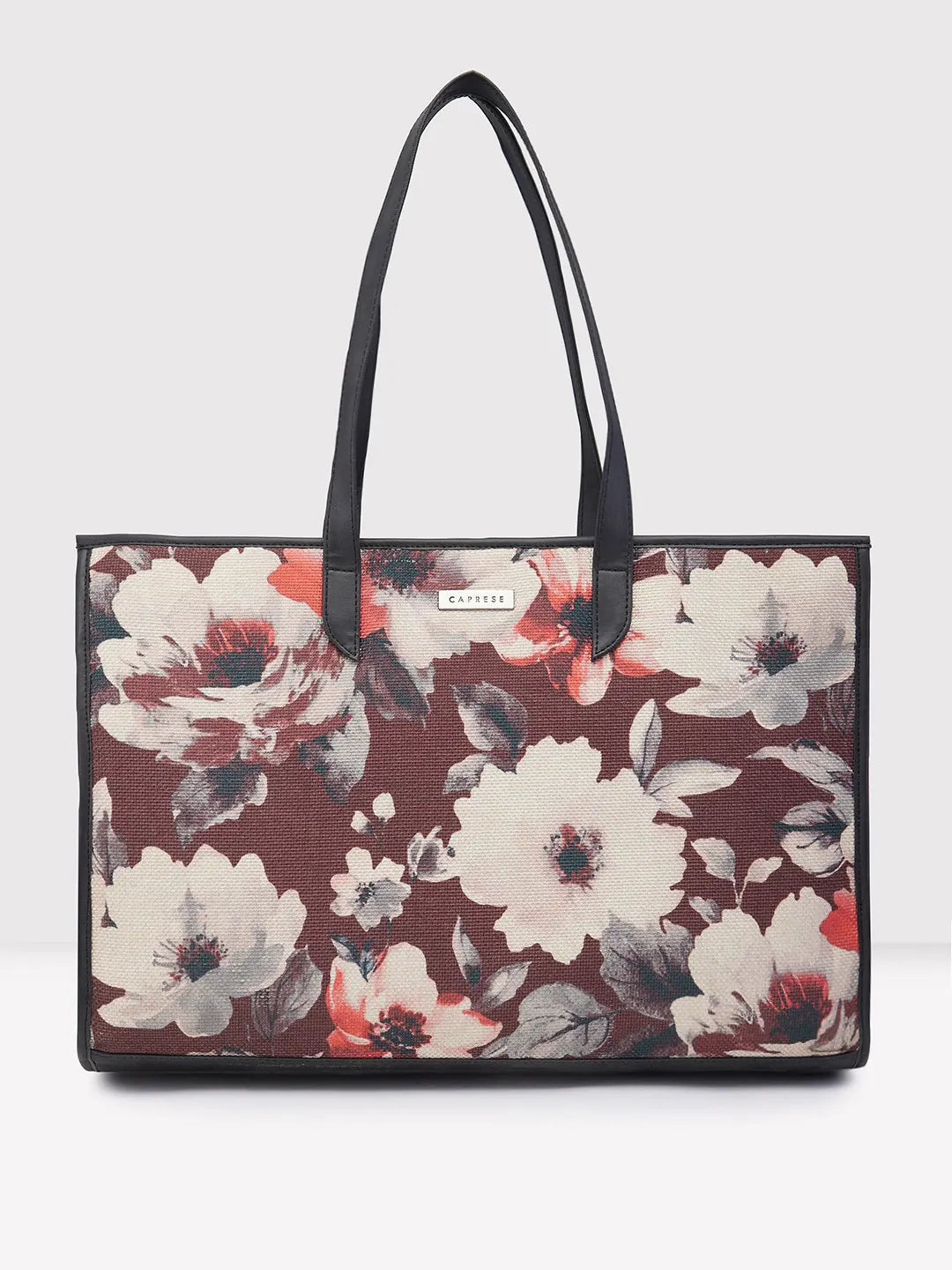 Ladies Tote Bag Bright Patterns -Caprese Poppy Tote Medium Printed Women'S Handbag Tan