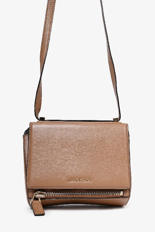 Ladies Handbag Hybrid Style -Givenchy Brown Leather Mini Pandora Bag