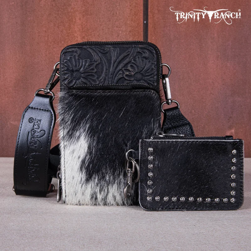 Ladies' wallet collection -TR159 -183  Trinity Ranch Genuine Hair-On Cowhide /Tooled  Collection Phone Purse with Coin Pouch