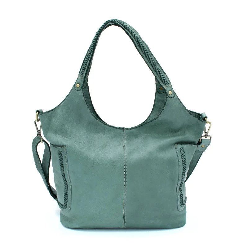 Ladies Tote Bag Compact Leather -Julia Slouchy Tote in Pistachio