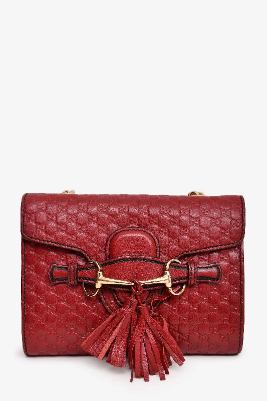 Ladies Handbag Daily Essential -Gucci Burgundy Guccisima Leather 'Emily' Chain Crossbody