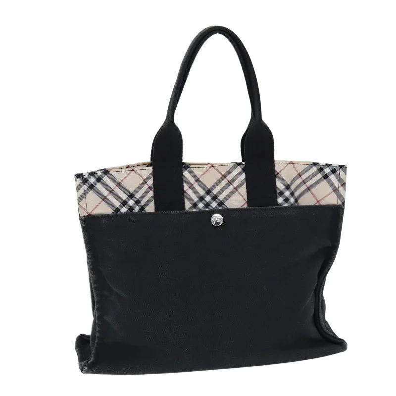 BURBERRY Nova Check Blue Label Hand Bag Canvas Beige Black Auth yb559