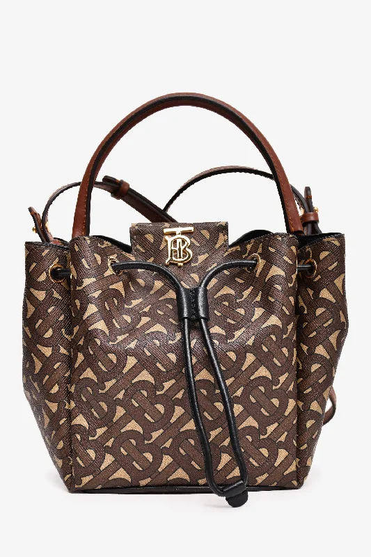 Ladies Handbag Travel Companion -Burberry Brown Monogram Canvas Bucket Bag