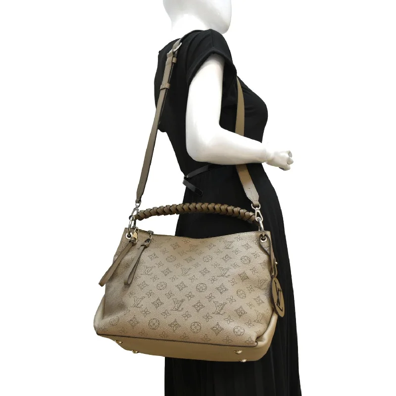 Ladies' dumpling bag pre-order now -LOUIS VUITTON Beaubourg Mahina MM Leather Hobo Shoulder Bag Galet