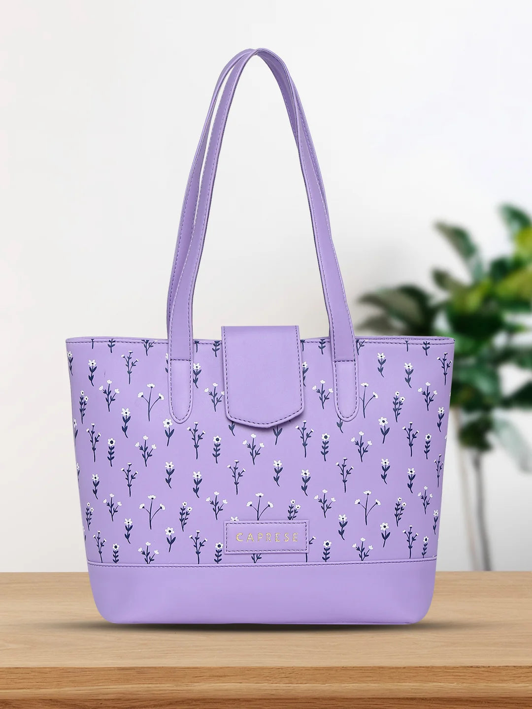 Ladies Tote Bag Work Essential -Caprese Pensa Small Tote Printed Faux Leather For Women Lilac