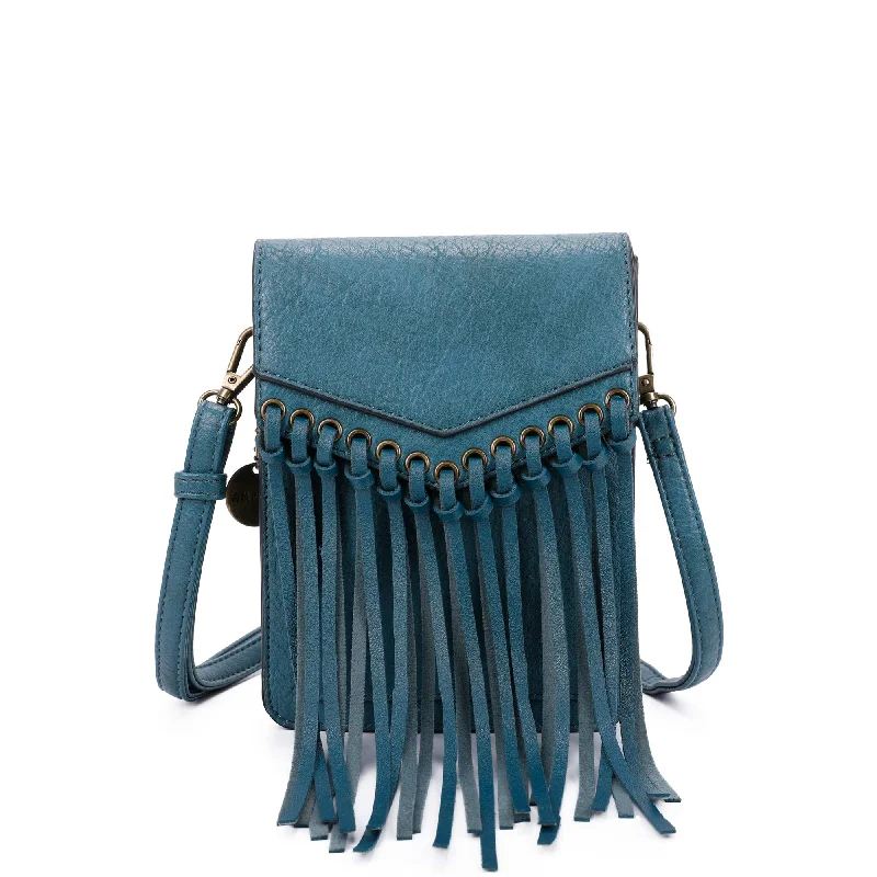 Ladies' crossbody bag durability test -Scarlet Fringe Phone case Crossbody - Teal