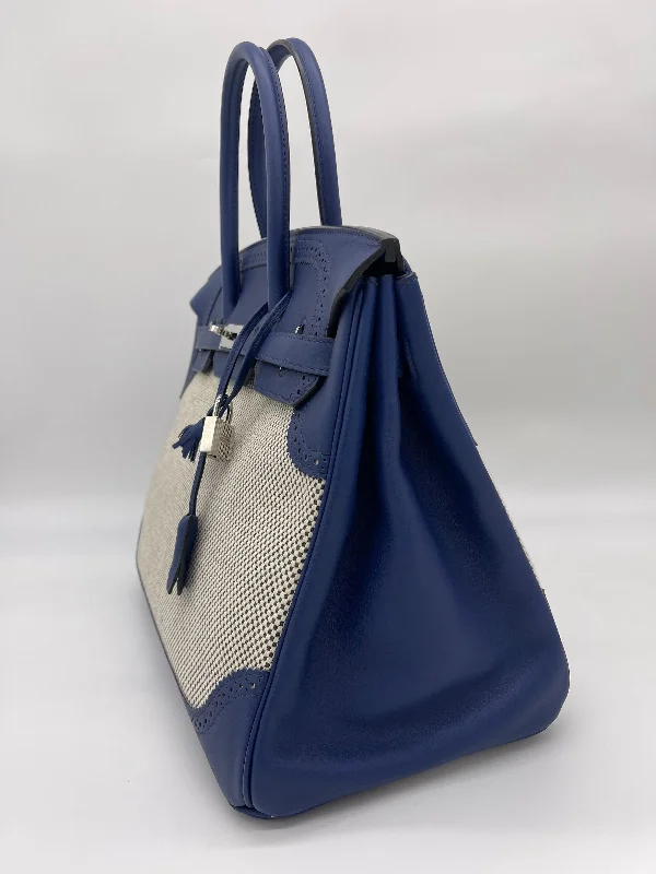 Hermes Birkin 35 Canvas Bleu de Prusse Palladium Hardware