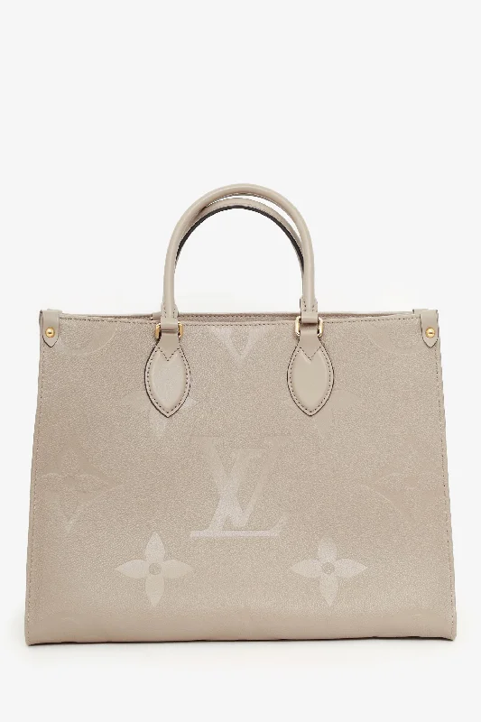 Ladies Handbag Trendy Leather -Louis Vuitton Turtledove Monogram Empreinte Leather OnTheGo MM Tote