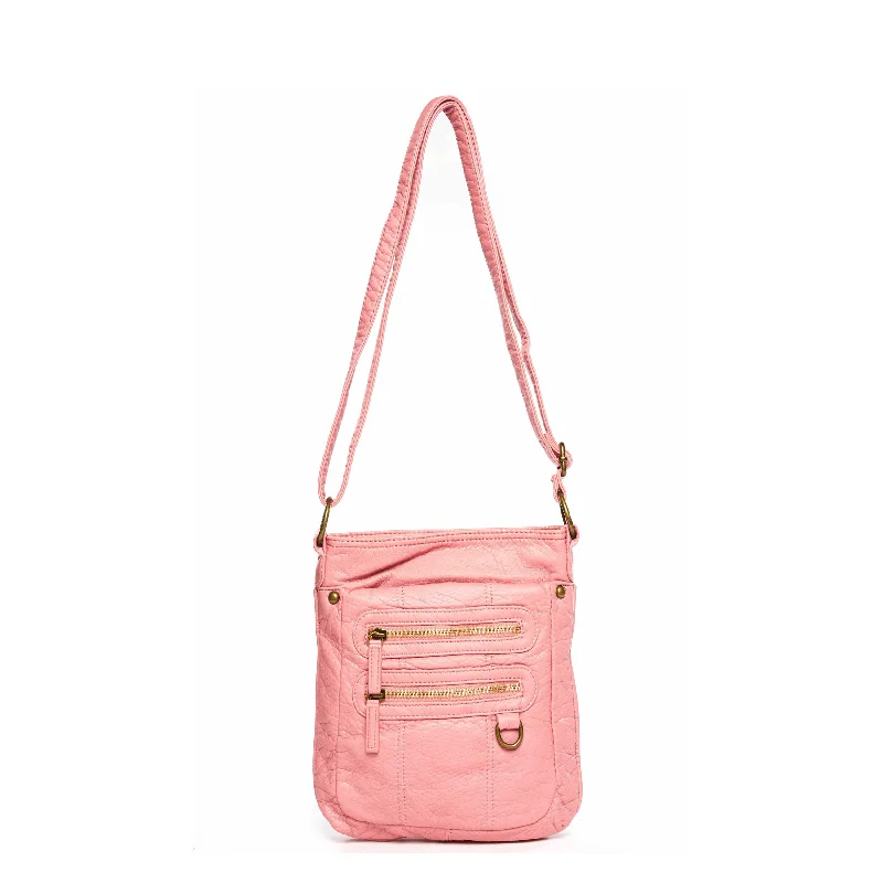 Ladies' crossbody bag embroidery -The Willa Crossbody - Rose Pink