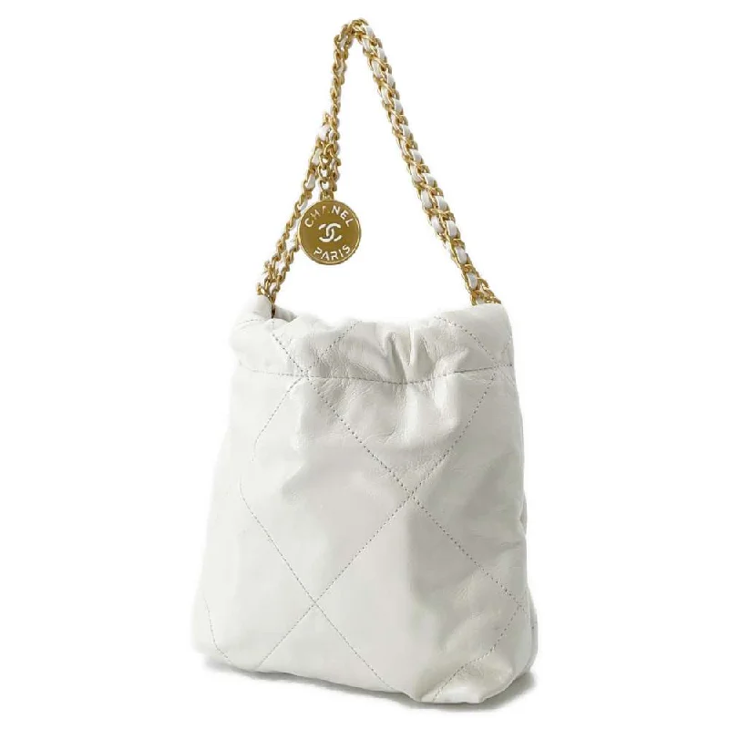 Ladies' dumpling bag extended warranty -CHANEL 22 Chain Hobo Bag White AS3980 Leather Size Mini