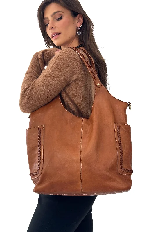 Ladies Tote Bag Casual Chic -Julia Slouchy Tote in Cognac