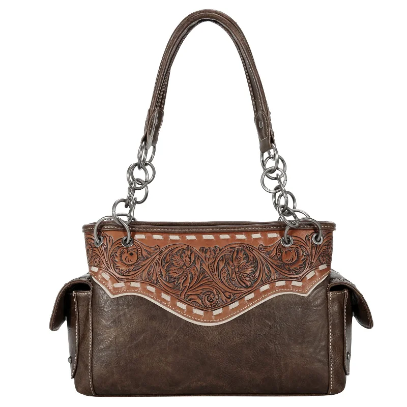 Ladies Handbag Urban Style -TR150G-8085 Trinity Ranch Tooled Collection Concealed Carry Satchel