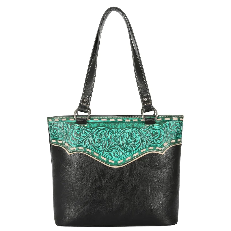 Ladies Handbag Office Leather -TR150G-8317 Trinity Ranch Tooled Collection Concealed Carry Tote