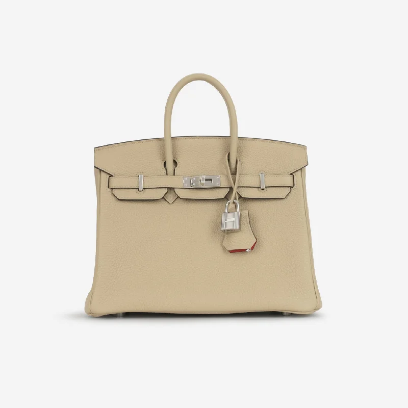 Ladies Handbag Spacious Interior -Hermès Hermès Verso Birkin 25 - Trench / Bougainvillier PHW