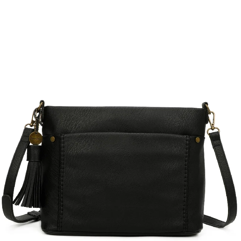 Ladies' crossbody bag shipping -Christina Crossbody Vegan Leather Bag - Black