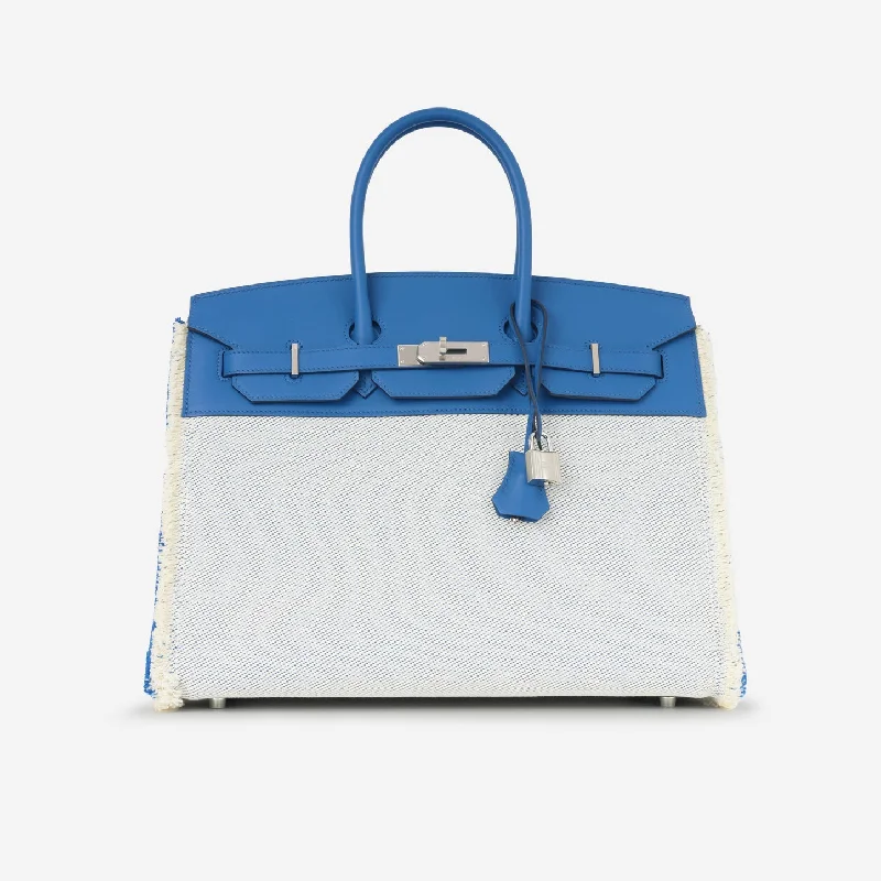 Ladies Handbag Subtle Canvas -Hermès Hermès - Birkin 35 Fray Fray - Bleu France Swift / Ecru-Bleu Billiard Toile H PHW - 2023 - Brand New