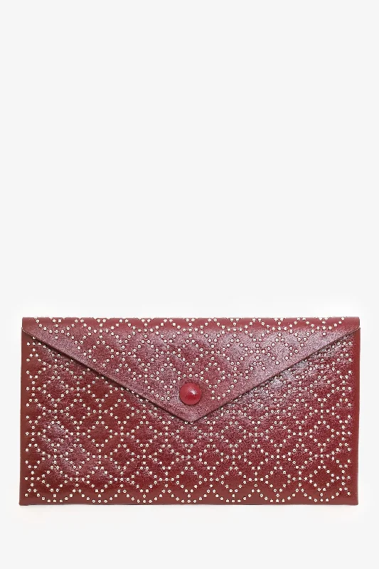 Ladies Handbag Urban Canvas -Alaia Red Studded Louise Embellished Envelope Clutch