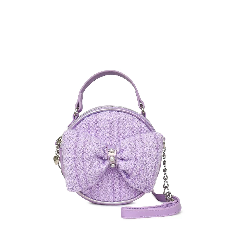 Ladies' crossbody bag swap -Bow Tweed Circle Crossbody Bag