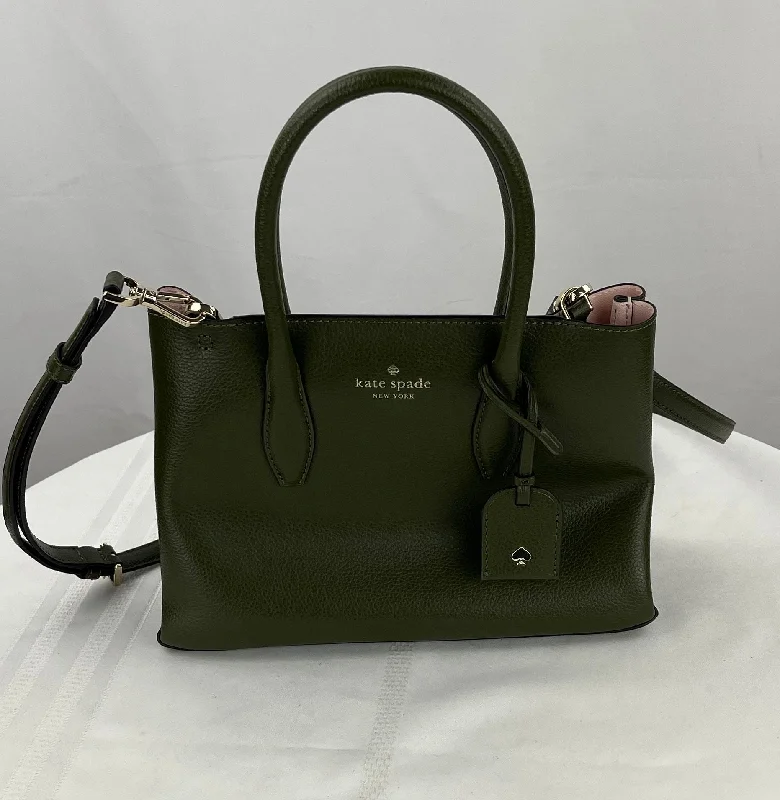 Ladies Tote Bag Soft Chic -Kate Spade Small Margaux Green Pebbled Leather Tote/Crossbody NWT MSRP $329