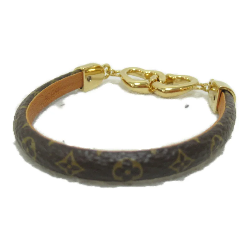 LOUIS VUITTON Brass Resay Jesus Bracelet Brown Monogram PVC coated canvas