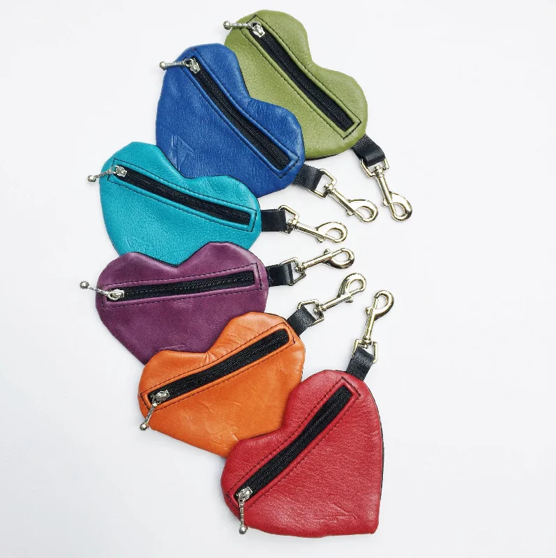 Ladies' wallet geometric -Heart Change Purse - Cute Colourful Leather Coin Pouch