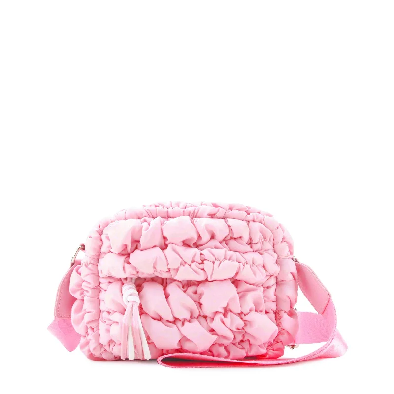 Ladies' crossbody bag lightweight -Quilted Scrunchies Pink Crossbody Bag