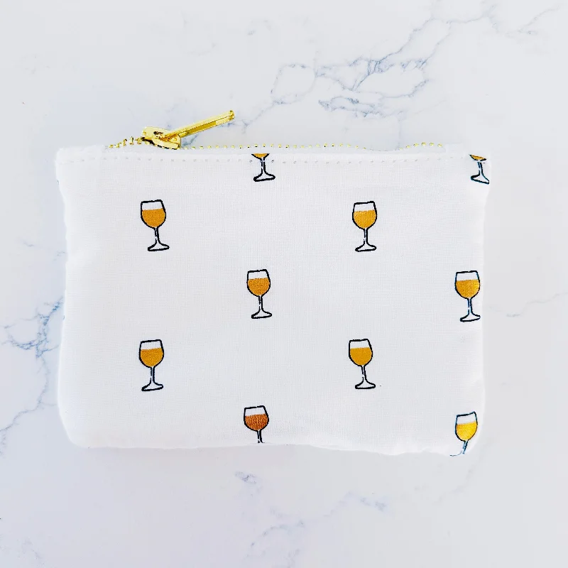 Ladies' wallet print -Coin Purse - Gold Wine Glasses