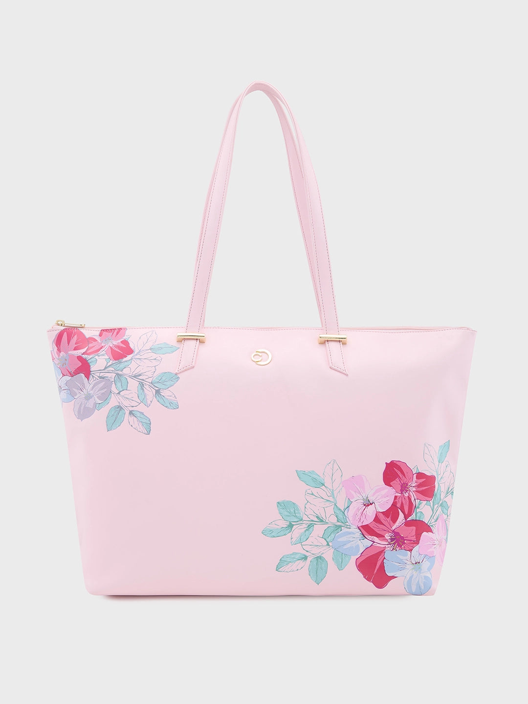 Ladies Tote Bag Everyday Elegance -Caprese Shanaya Tote Large Printed Womens Office Handbag Pink