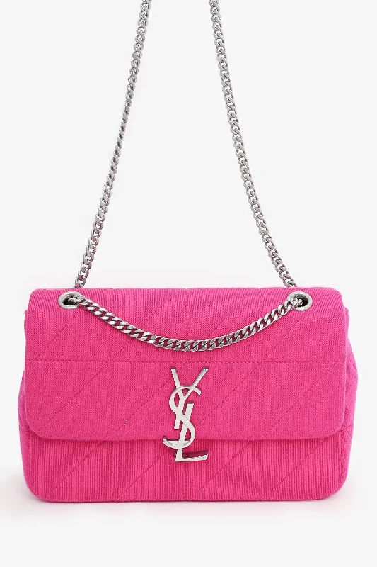 Ladies Handbag Spacious Interior -Saint Laurent Pink Jersey Medium Jamie Bag