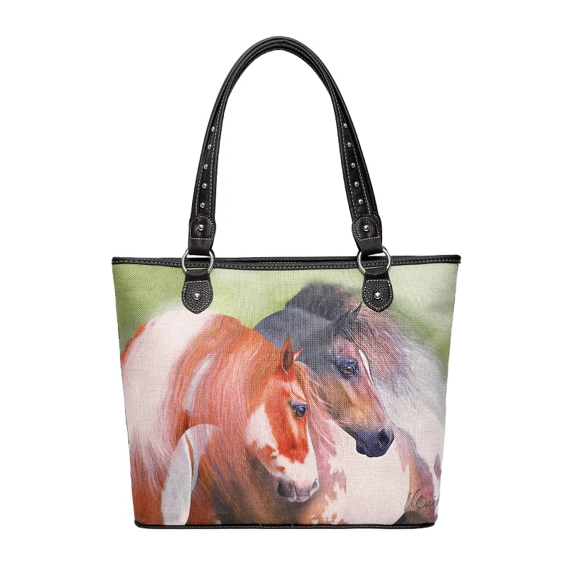 Ladies Handbag Bright Style -MW1020-8112 Montana West Horse Canvas Tote Bag