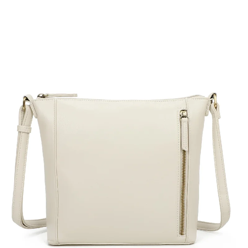 Ladies' crossbody bag top brands -Daisy Biodegradable Vegan Leather Single Zip Classic Bag - Cream