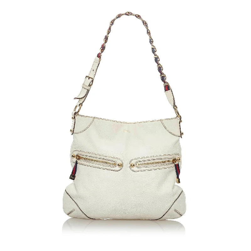 Ladies' dumpling bag roomy interior -Gucci Capri Ranch Kid Leather Hobo Bag