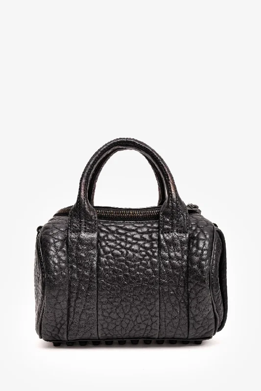 Ladies Handbag Durable Stitching -Alexander Wang Black Leather Rocco Bag with Strap