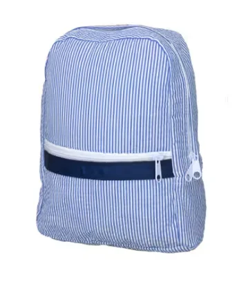 Navy Seersucker Backpack