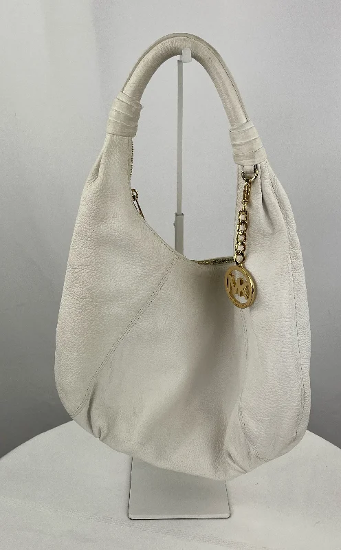 Ladies Tote Bag Eco Leather -Michael Kors Fulton Women's Chain White Pebble Leather Bag Tote Large Vintage