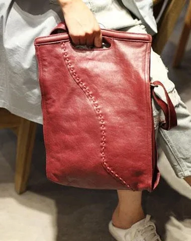 Ladies Bucket Bag Everyday Leather -Fashion Women Red Leather Vertical Tote Bag Handbag Shopper Bag Shoulder Bucket Style Purse for Women