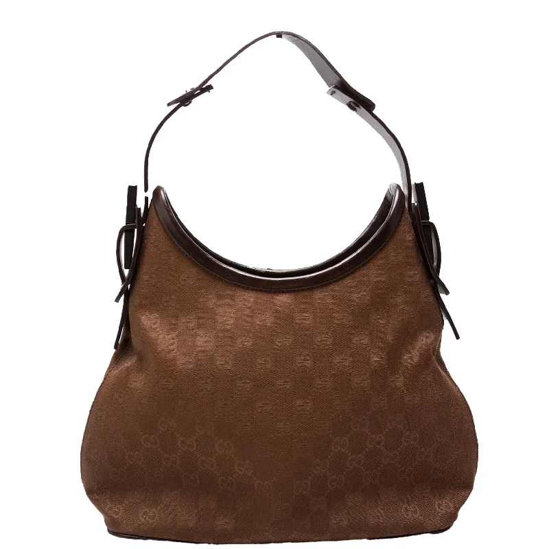 Ladies' dumpling bag item protection -GG Canvas Small Hobo Brown