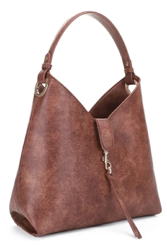 Ladies' dumpling bag auction deal -AS20598 Clasp With Tassel Accent Hobo Bag