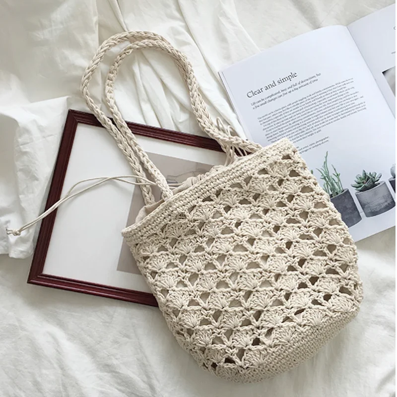 Ladies Bucket Bag Hybrid Style -Elena Handbags Handmade Crochet Bucket Shoulder Bag