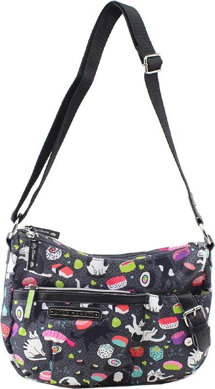 Ladies' dumpling bag sporty edge -Meow We Roll Lily Bloom Hobo Bag