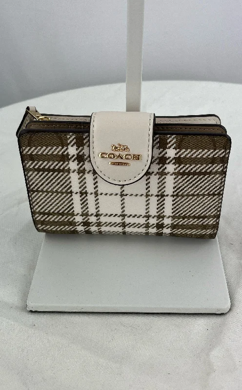 Ladies' wallet resale -Coach Medium Corner Zip Wallet Plaid with Matching Skinny Card ID Coin Purse