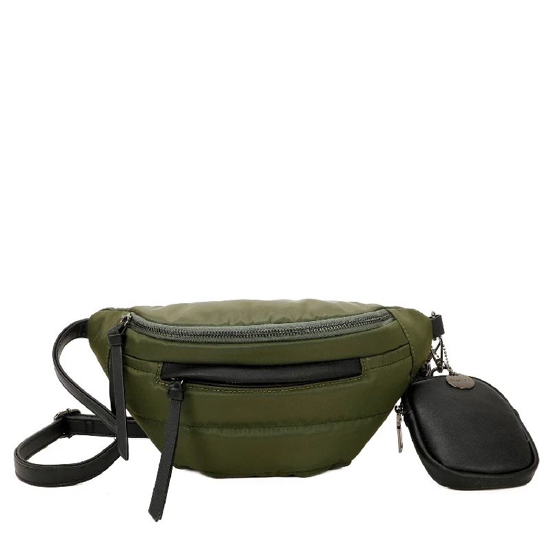 Ladies' crossbody bag upgrade -Lilian Sustainable Nylon Puffer Fashionable Belt and Bum Bag - Green