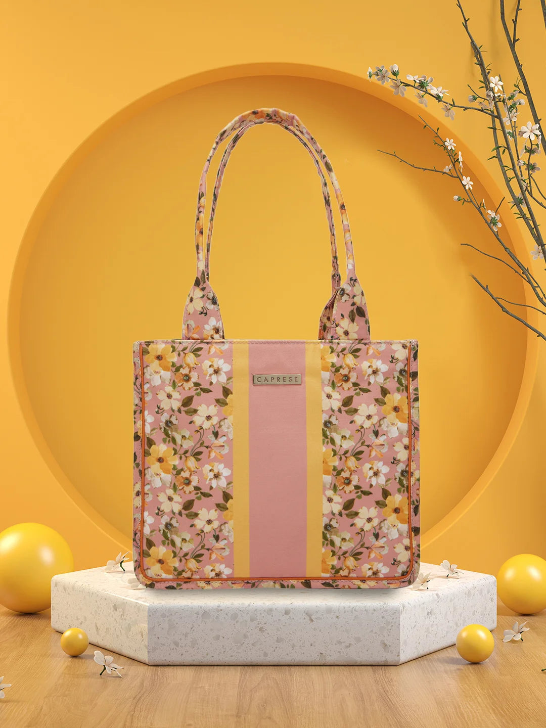 Ladies Tote Bag Large Capacity -Caprese Orchid Tote Large Yellow