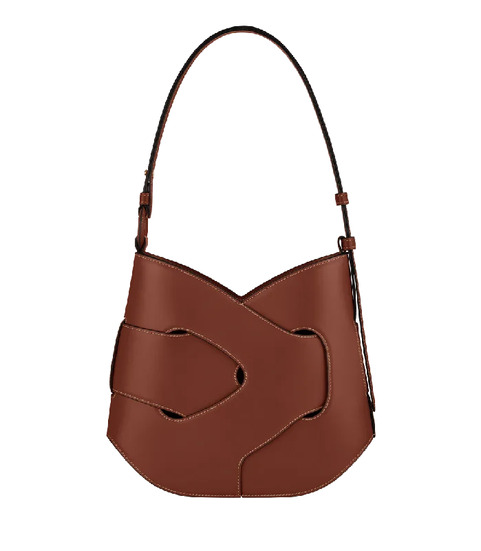 Ladies' dumpling bag removable strap -Nodde Hobo - Smooth Cognac